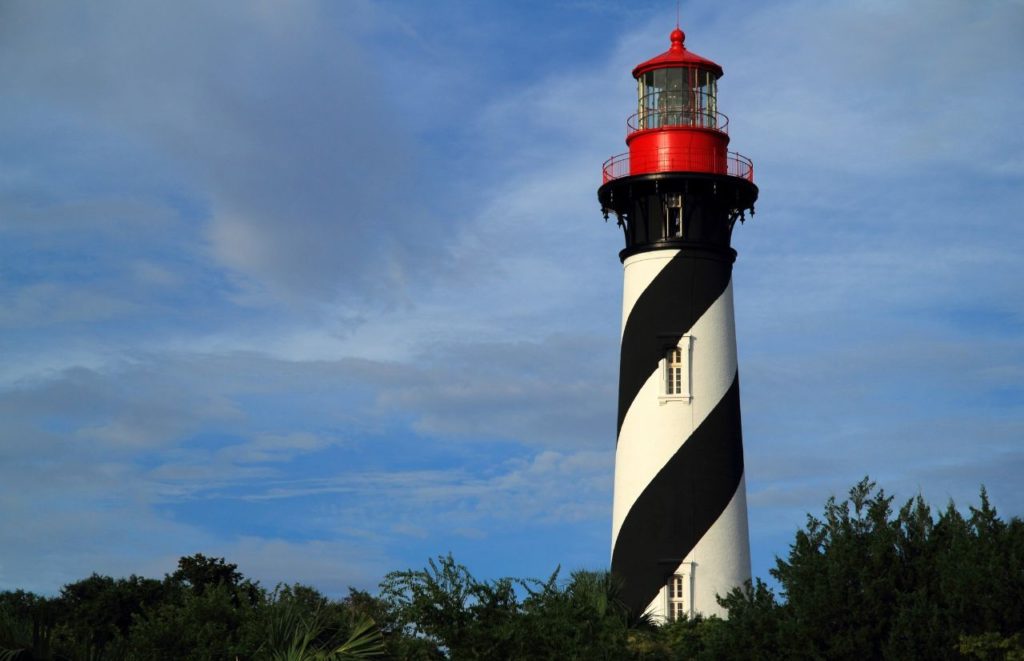 St. Augustine Black White and Red Lighthouse Nations Oldest City Canva. Keep reading to learn about the best Florida beaches for a girl's trip!