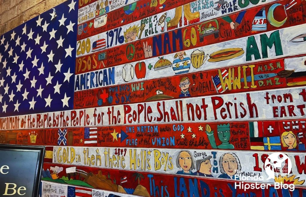 Flying Biscuit American Flag Mural in Gainesville Florida. Keep reading to discover more about brunch in Gainesville.