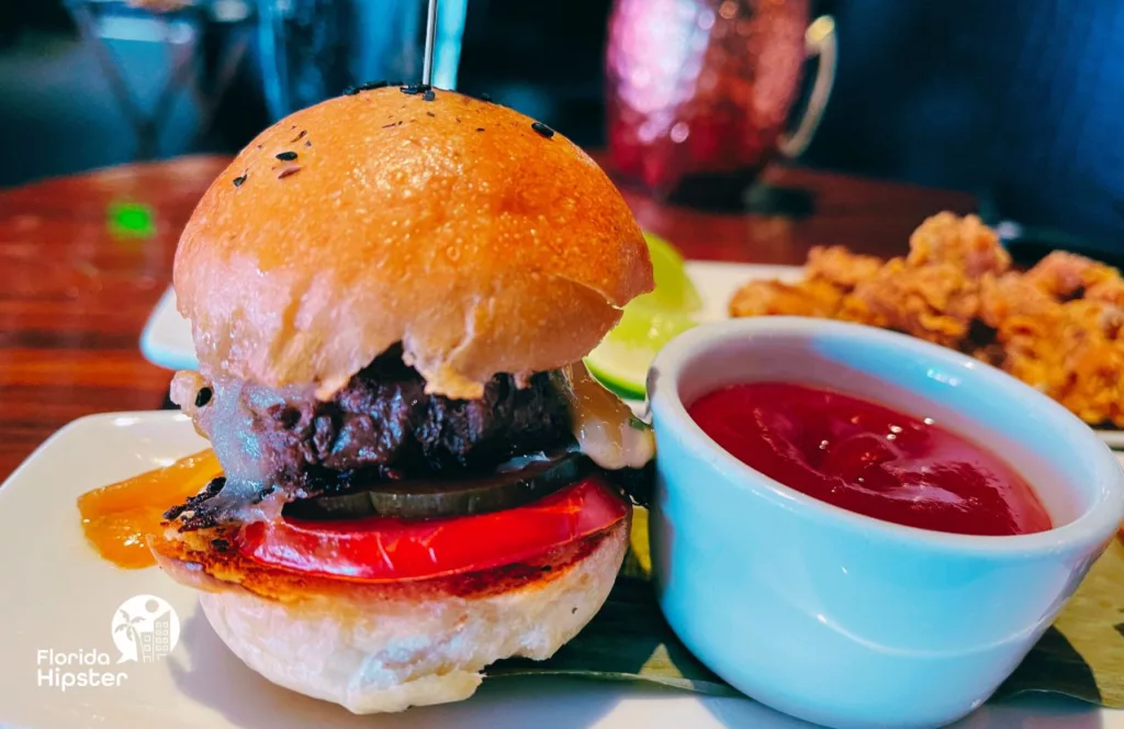 Waygu Beef Burger with Ketchup. One of the best Burgers in Gainesville, Florida.