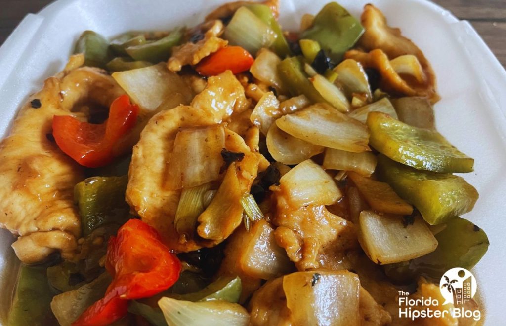 Yummy House Chicken in Black Bean Sauce with sautéed red and green peppers one of the best restaurants in Gainesville Florida.