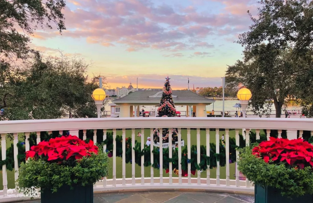 Christmas tree on the big green lawn at Disney Boardwalk Inn and Villas. 
Disney-Boardwalk-Inn-and-Villas. Keep reading to find out all you need to know about Orlando nightlife.