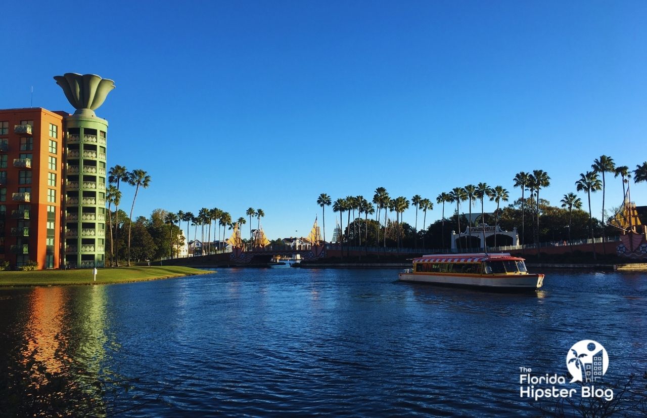 The Friendship Boat at the Walt Disney Swan and Dolphin Resort in Orlando, Florida. Keep reading for more options for where to stay in Orlando Florida. 