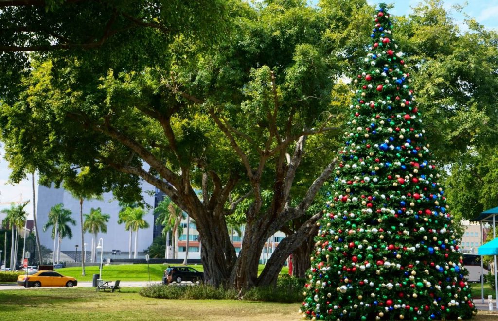 Bayfront Park Miami Florida at Christmas. One of the best things to do in Florida at Christmas.