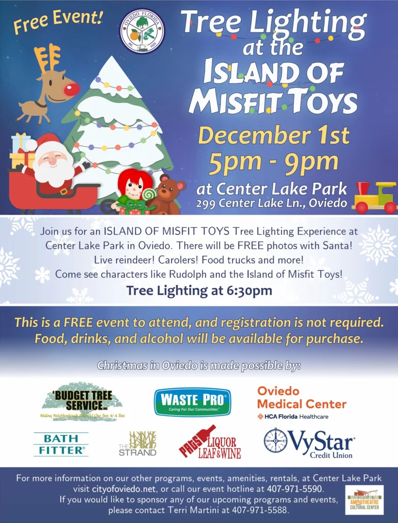 City of Oviedo Tree Lighting Ceremony for Christmas. One of the best things to do in Orlando at Christmas.