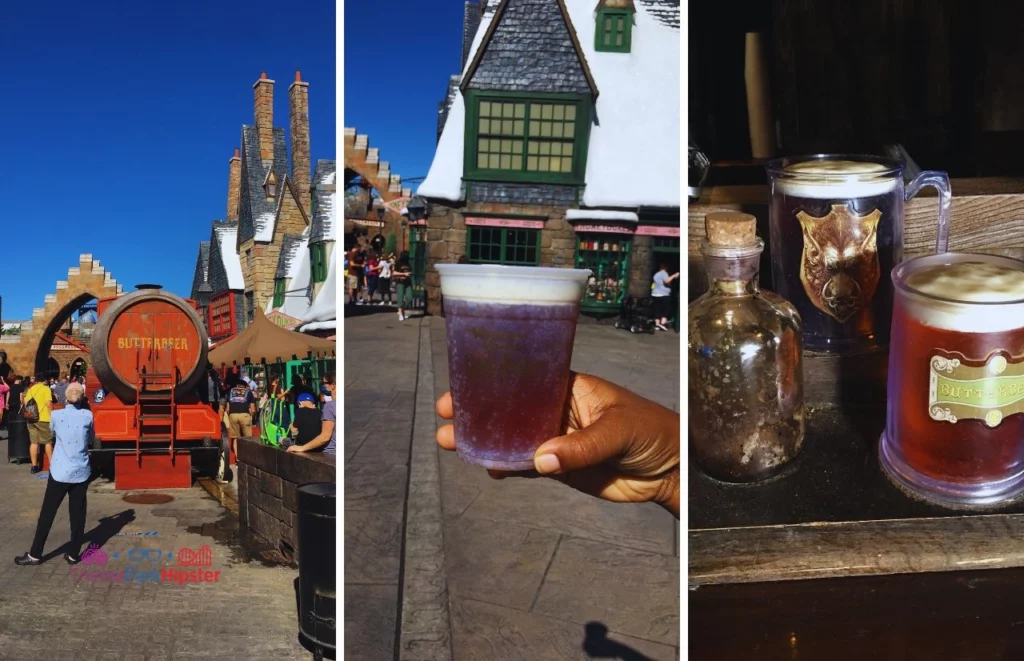 Universal Orlando Resort Butterbeer in the Wizarding World of Harry Potter Hogsmeade. One of the best things to do in Orlando for Christmas.