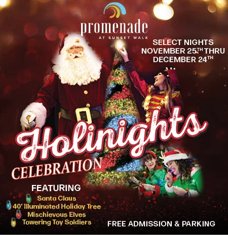 Sunset-walk-event-holinights-2022. One of the best things to do in Orlando at Christmas.