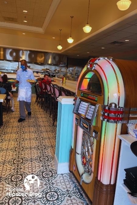 Beaches and Cream Soda Shop at Disney Beach Club Interior Orlando Florida. Keep reading to learn more about the best places to go for dessert in Orlando. 