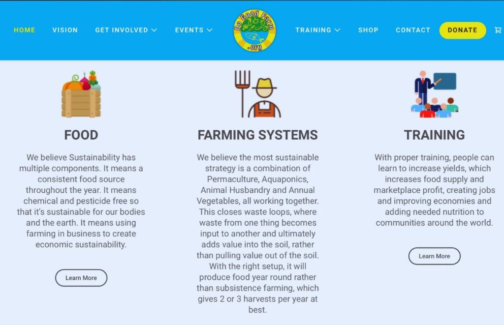 Do Good Farms Orlando Homepage Screenshot