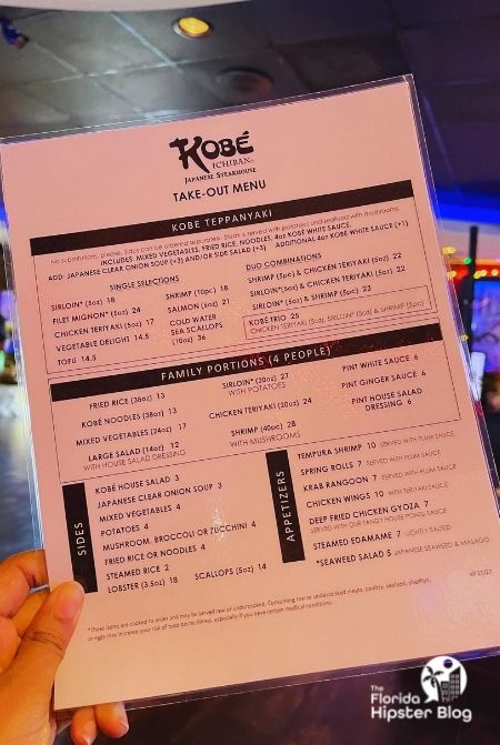 Take Out Menu from Kobe Japanese Steakhouse.  Keep reading to find out all you need to know about the best hibachi in Orlando.