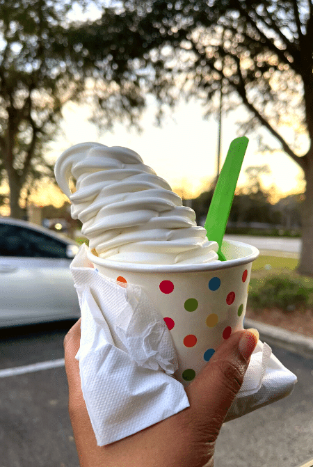 Twistee Treat Vanilla Soft Serve Ice Cream in a Cup. Keep reading to learn more about the best ice cream in Orlando.