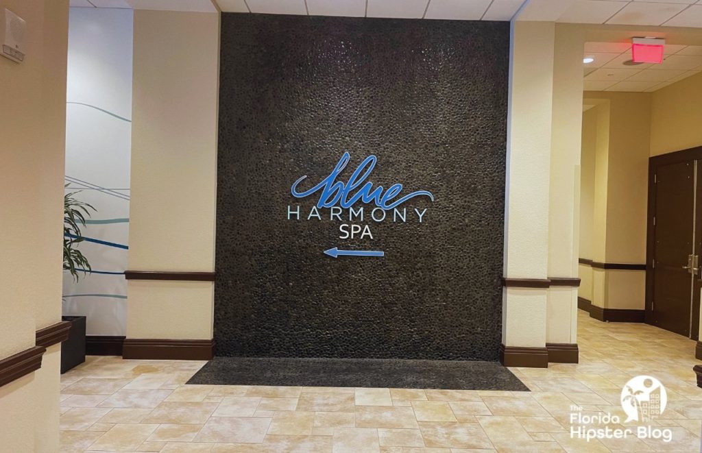 Blue Harmony Spa Entrance. Keep reading to discover more ideas for a couples night in Orlando.