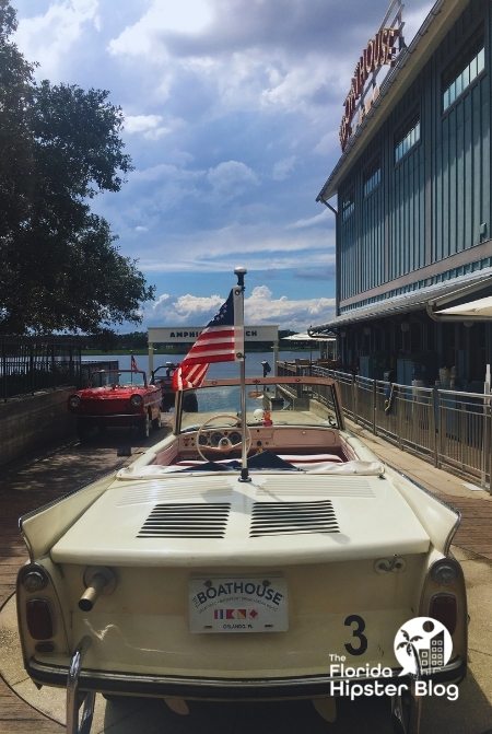 Boathouse Amphicar Disney Springs. One of the best things for couples to do in Orlando. Keep reading to discover more things to do for date night in Orlando.