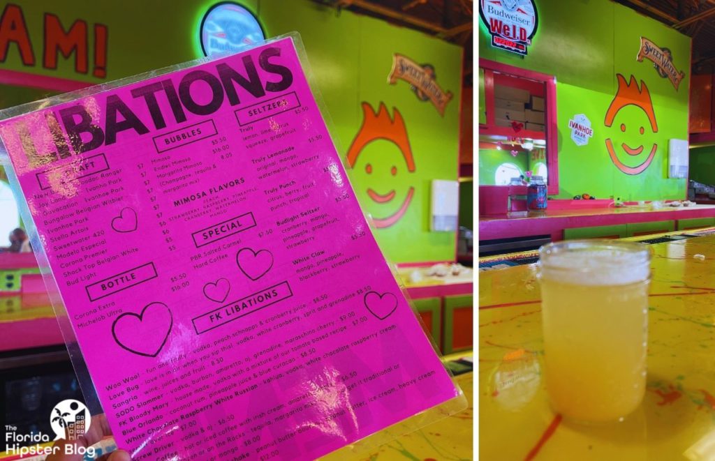 FK Your Diet Orlando Drink Menu and Peach Mimosa. Keep reading to find out the best breakfast spots in Orlando.