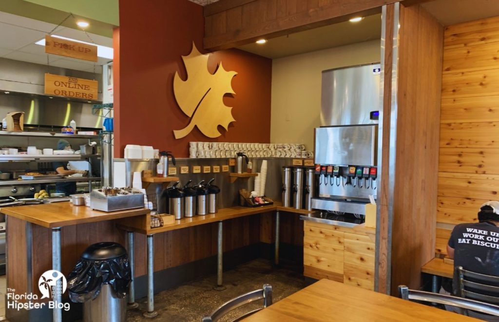 The coffee and drink bar at Maple Street Biscuit Company in Kissimmee, Florida. Keep reading for more places to get the best breakfast in Kissimmee, Florida.