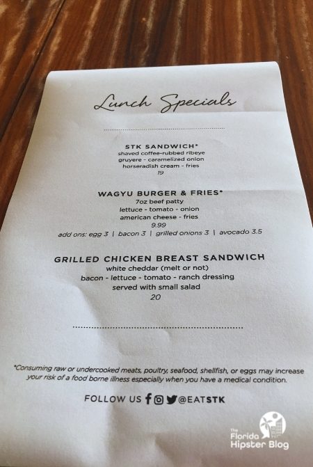 STK Lunch Special Menu Orlando Florida Disney Springs. Keep reading to discover Orlando steakhouses.