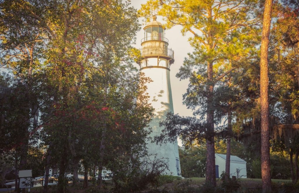 Amelia Island Lighthouse in Amelia Island, Florida. Keep reading for more places to take a perfect day trip from Orlando, Florida. 