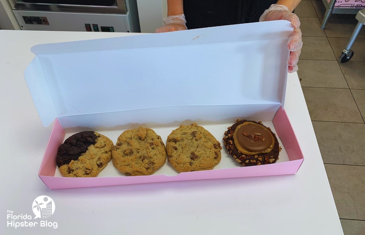 Crumbl Cookies Orlando Double Trouble and Chocolate Chip and Turtle Cookies