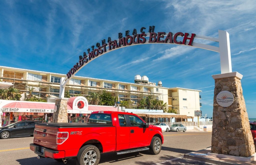 Daytona Beach World’s Most Famous Beach Sign in Florida. Keep reading to get the best beaches in florida for bachelorette party.