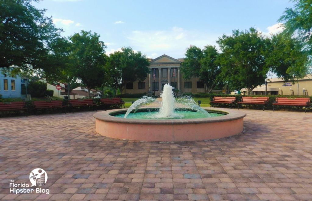 Downtown Leesburg, Florida City Hall in front of Fountain. Keep reading to get the best days trips from The Villages, Florida.
