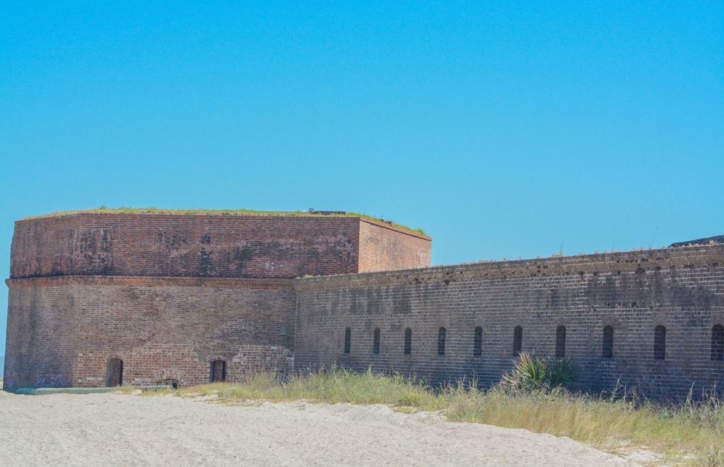 Fort Clinch Fernandina Beach, Florida in Blue Sky. Forts and Castles in Florida.
