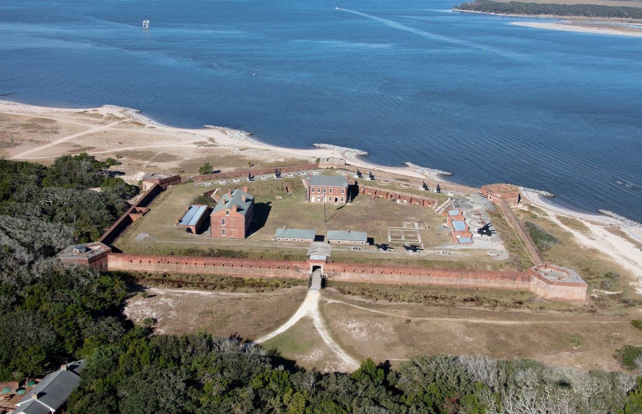 Fort Clinch State Park Near Amelia Island in Florida Full Shot from Sky. Keep reading to get the full guide on the best forts and castles in Florida.