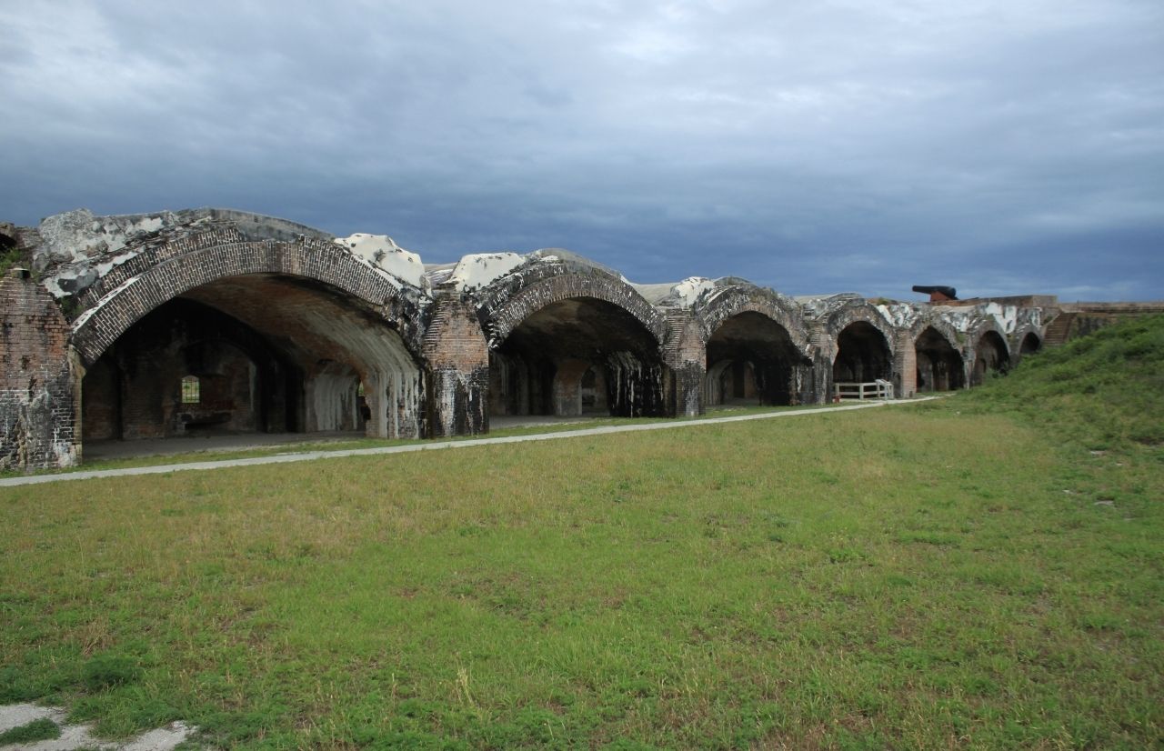 Fort Pickens Pensacola Florida Ruins in the cloudy sky