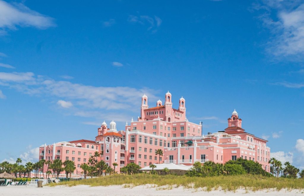 Loews Don Cesar Pink Hotel St. Petersburg Florida. Keep reading to learn about the best Florida beaches for a girl's trip!