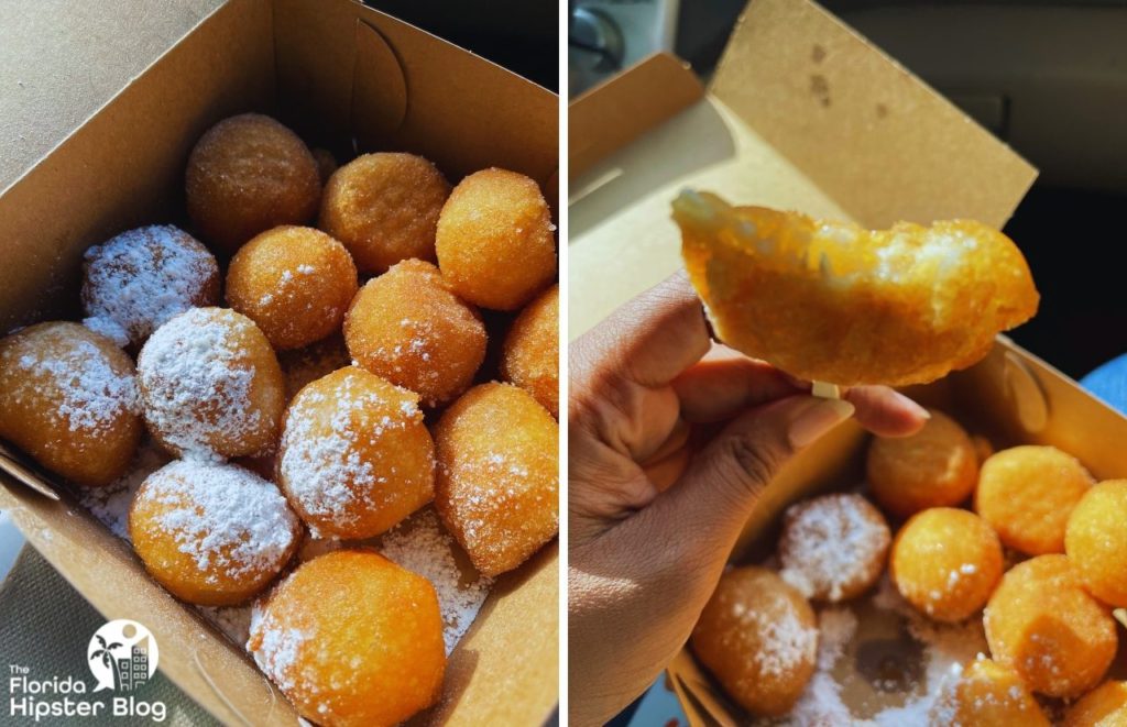 Mr Puffs Dessert Bar in Orlando Florida Mall Cinnamon and Powder Sugar Donuts. Best dessert in Orlando.
