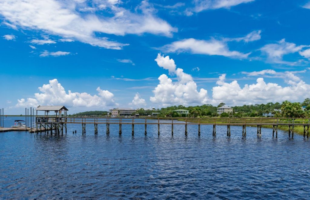A pier in Steinhatchee, Florida. Keep reading for more places to take a perfect day trip from Orlando, Florida. 