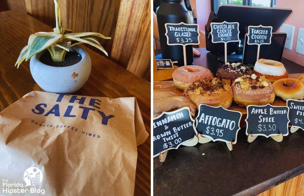 The Salty Dog Donut Shop in Orlando Florida Cinnamon and Brown Butter Twist Apple Butter Spice Toasted Coquito Donuts. Keep reading to find out more on how to plan the best Orlando itinerary. 