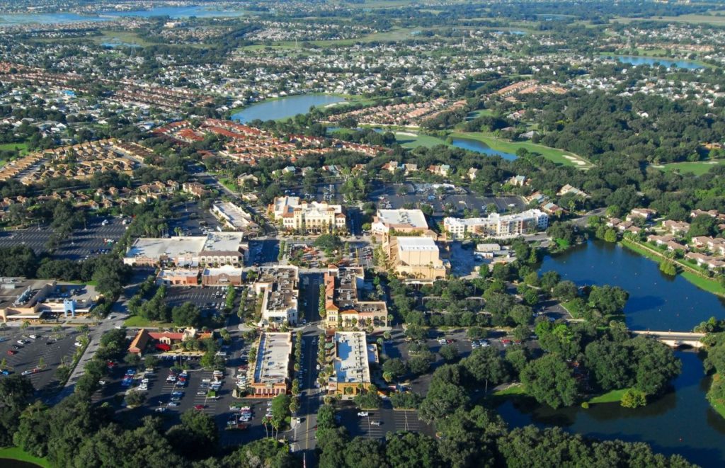 An aerial view of The Villages, Florida. Keep reading for more places to take a perfect day trip from Orlando, Florida. 