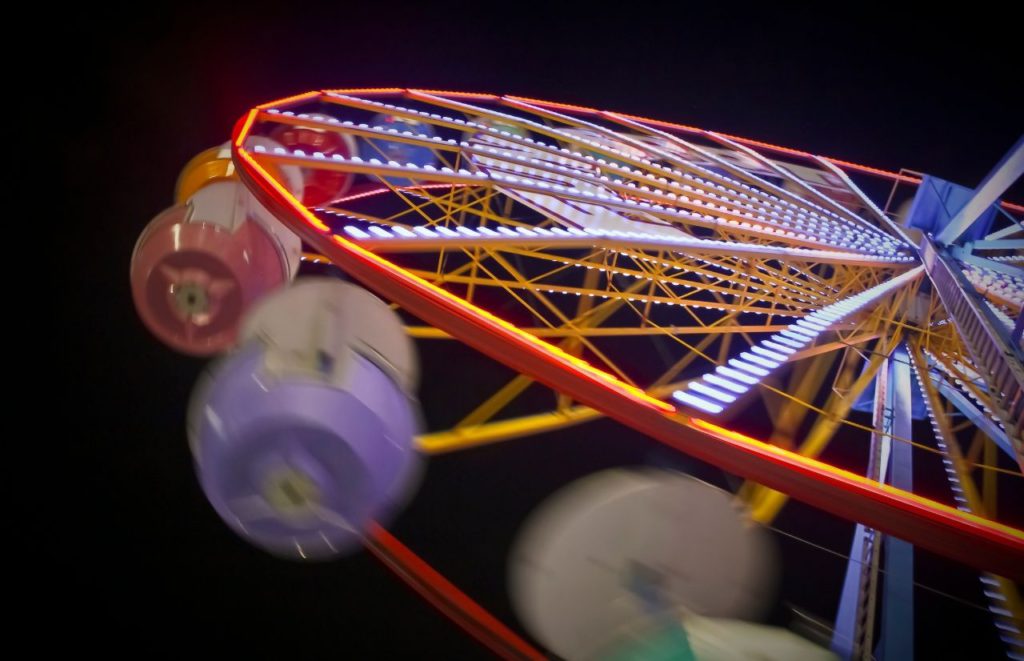 Fun Spot Orlando with wheel wide spinning in the night. Keep reading for more ideas on what to do in Orlando with teenagers. 