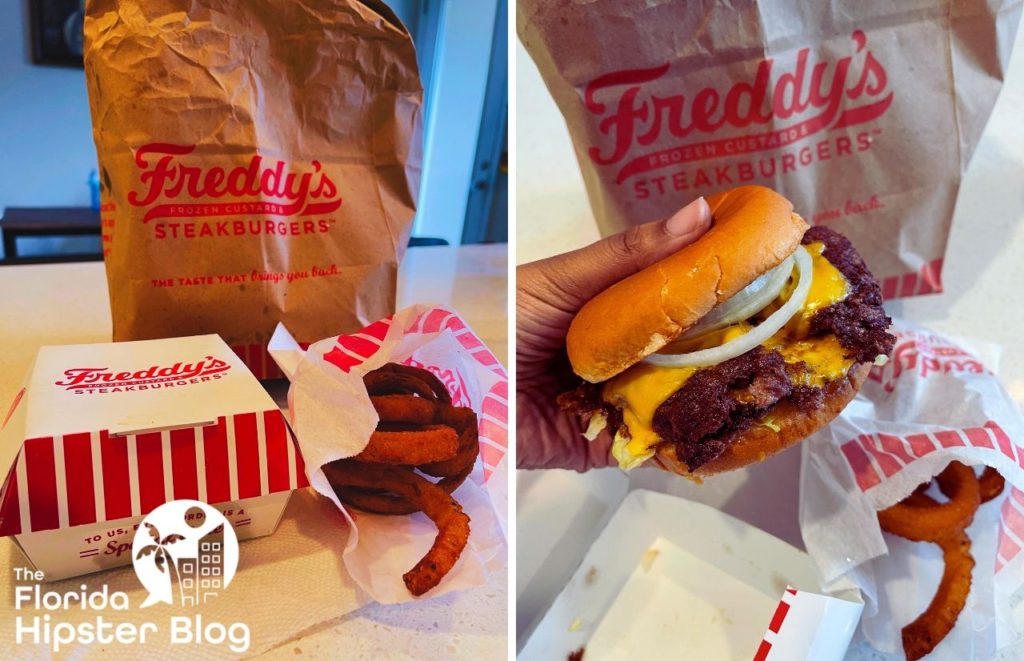 Freddy’s Burgers Orlando cheeseburger. Keep reading to learn about the best burger in Orlando.