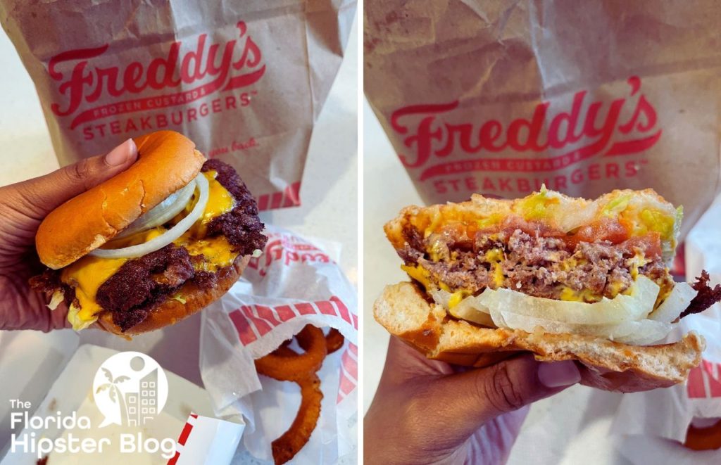 Freddy’s Burgers Orlando cheeseburger. Keep reading to learn about the best burger in Orlando. 