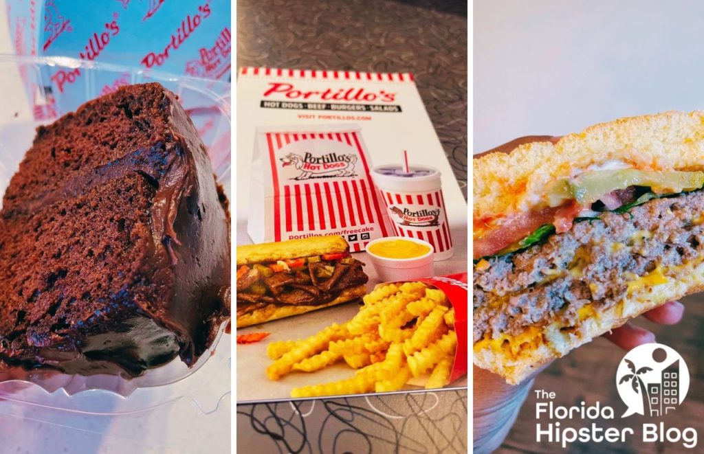 Portillo’s Burgers Orlando chocolate cake burger and menu. Keep reading to learn about the best burger in Orlando.