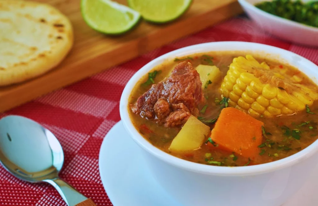 Venezuelan breakfast meat soup in a bowl at Q'Kenan Restaurant in Orlando Florida. Keep reading to see what are the best places to get breakfast on International Drive in Orlando Florida.