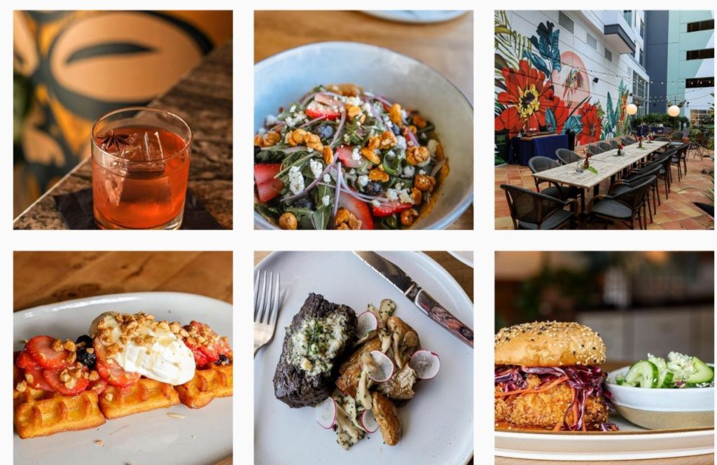A collage of meals, including waffles and a chicken sandwich from The Monroe in Orlando, Florida. Keep reading for more on the best restaurants in Orlando, Florida. 