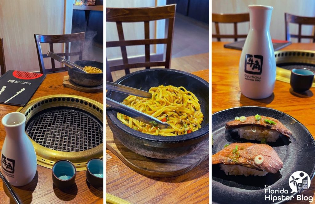 Gyu-Kaku Japanese BBQ Dining Restaurant in Orlando, Florida Noodles, Sake, Beef Nigiri. Keep reading to get the best lunch in Orlando!