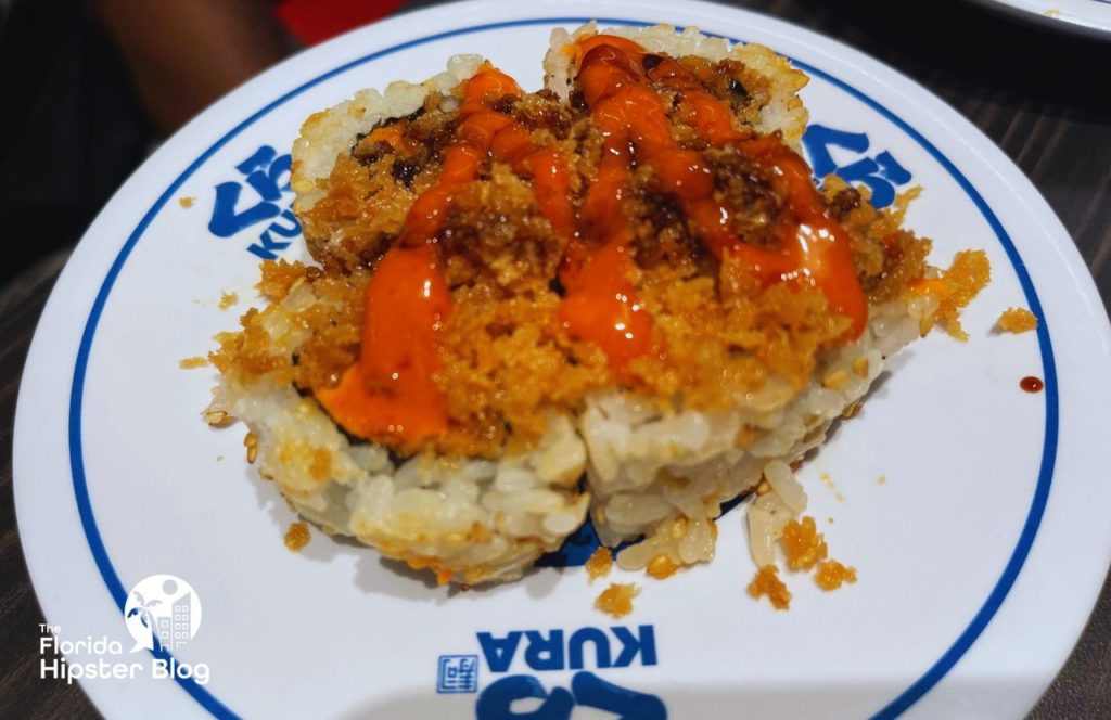 Crunchy Roll Kura Revolving Sushi Bar Restaurant in Orlando, Florida. Keep reading to get the best lunch in Orlando!