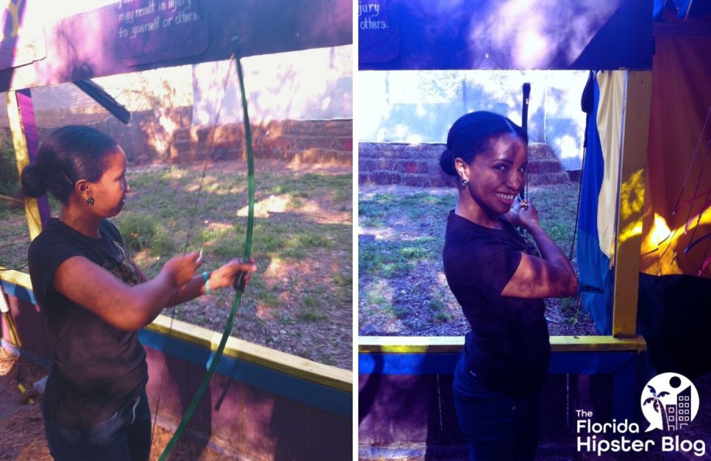 Things to do in Tampa Bay, Florida Renaissance Fair Festival NikkyJ doing archery. Keep reading to find more perfect weekend getaways in Florida.