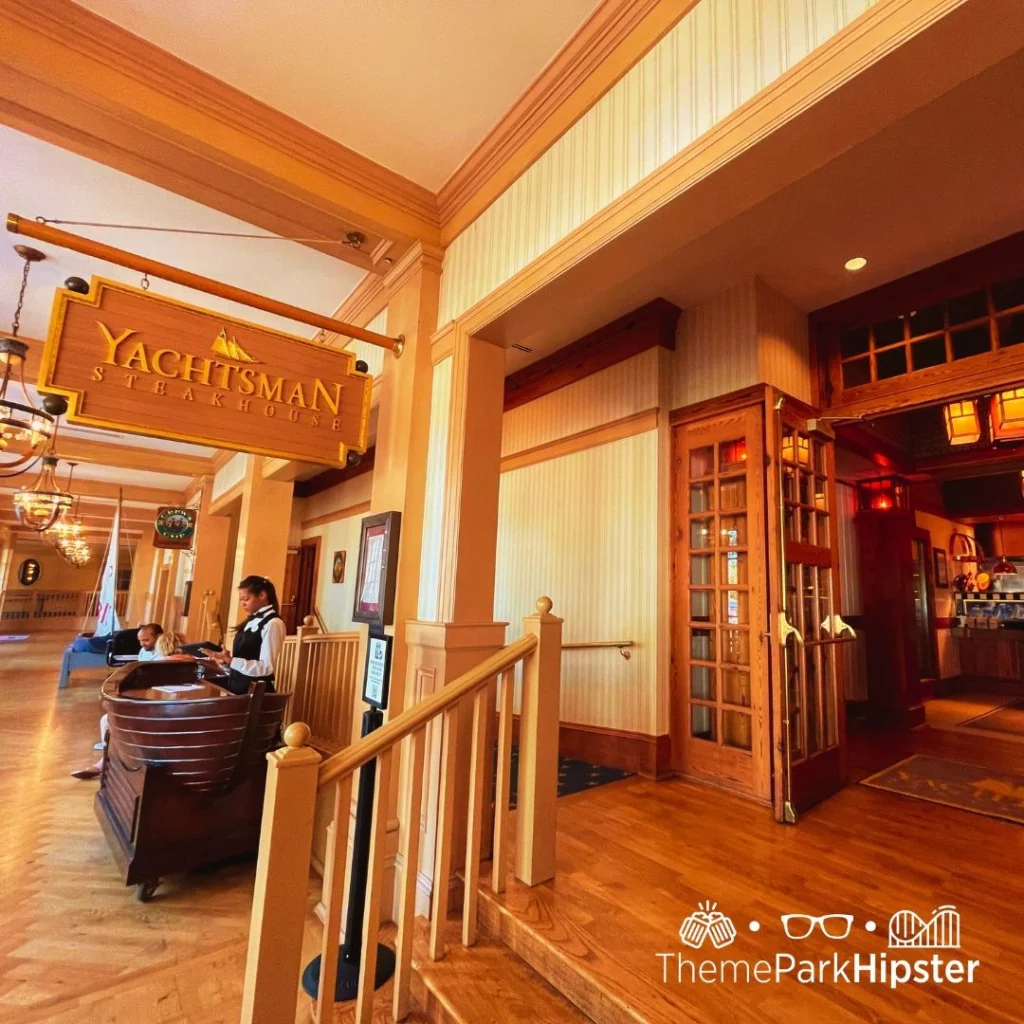 The stairs and sign outside of Yachtsman Steakhouse in Orlando, Florida. Keep reading for more on the best restaurants in Orlando, Florida.