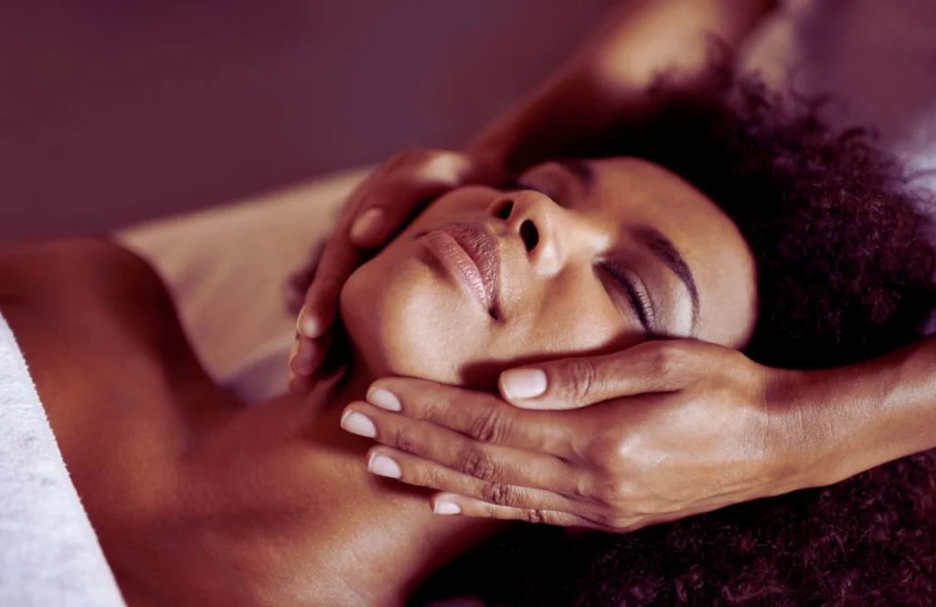 Black lady enjoying one of the best massages at a Spa in Tampa, Florida