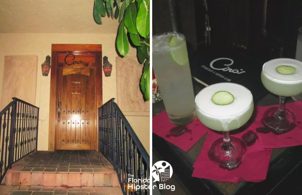 Entrance to Ciros with Cucumber Martinis This a best steakhouse in Tampa, Florida and one of the best places to get steak