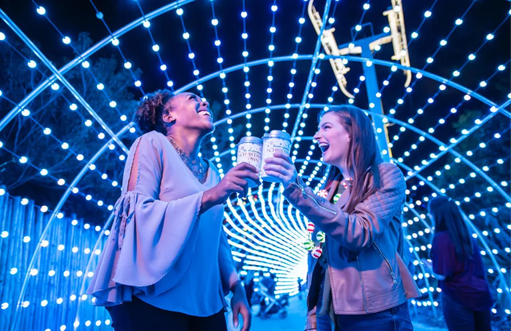 Holiday Light Tunnel at Busch Gardens Christmas Town. Keep reading to learn more about Christmas in Florida. 