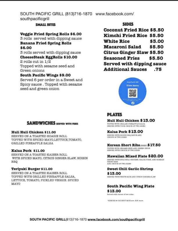 Menu at South Pacific Grill Food Truck on Facebook. Keep reading to find out what are the best restaurants in Brandon, Florida.