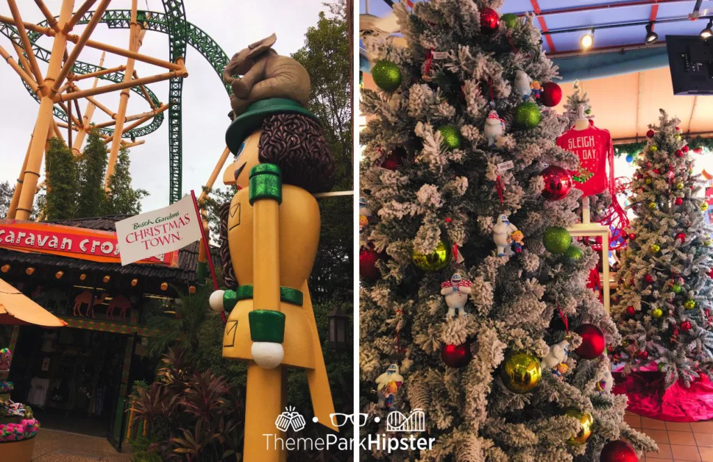 Toy Soldier in front of Cheetah Hunt at Busch Gardens Christmas Town