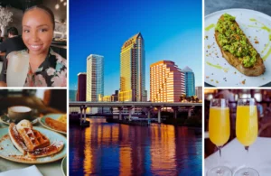 Welcome to some of the to places to get the best brunch in Tampa, Florida with NikkyJ drinking a cocktail with avocado toast and waffles.