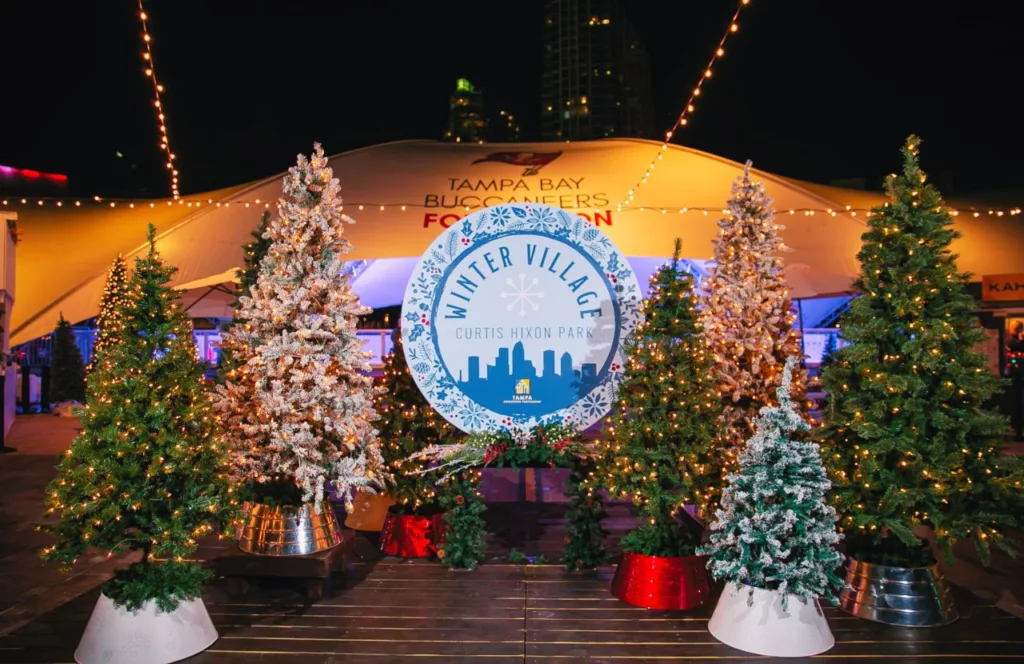 Winter Village at Curtis Hixon Park. Keep reading Florida Hipster to get the best Christmas Lights in Tampa, Florida.