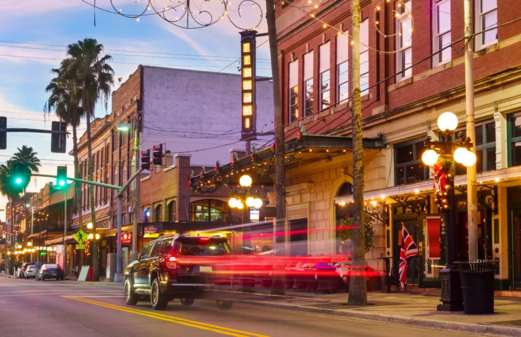 Ybor City during the holidays. Keep reading to discover what to do in Tampa that is free. 