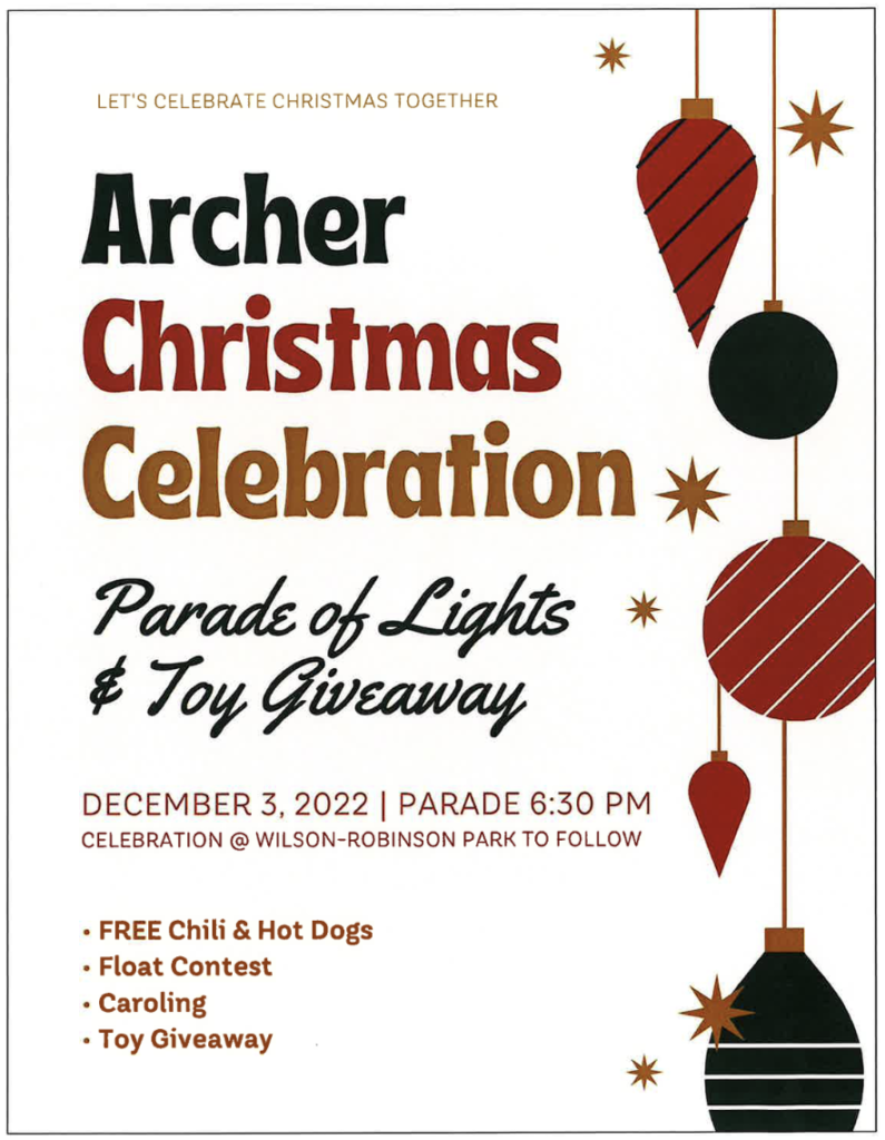 Archer Christmas Celebration. Keep reading for the best things to do in Gainesville for Christmas. 